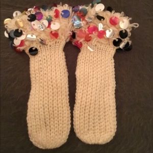Vintage New 70's Wool Mittens with Piallettes